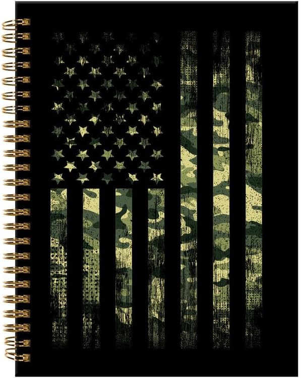 Spiral Journal Notebook,A5 Hardcover Lined Journals for Women Girl 6 x 8.3 in,120 Pages Thick Paper,Cute College Ruled Writing Notebook for Gifts Office Work School(American Flag Camouflage)