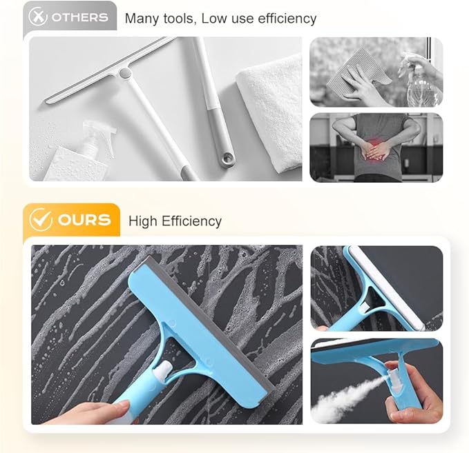 3 in 1 Window Cleaning Scraper, 3 in 1 Squeegee for Window Cleaning, All Purpose Window Cleaner Tool for Windows, All-Purpose Window Cleaner Tools (White)
