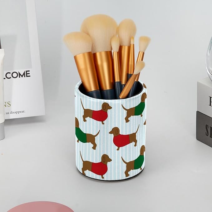 Pen Holder for Desk, Dachshund Dog Pencil Holder Pen Cup Marker Holder Makeup Brush Holders, Desk Accessories & Workspace Organizers for Home, School & Office