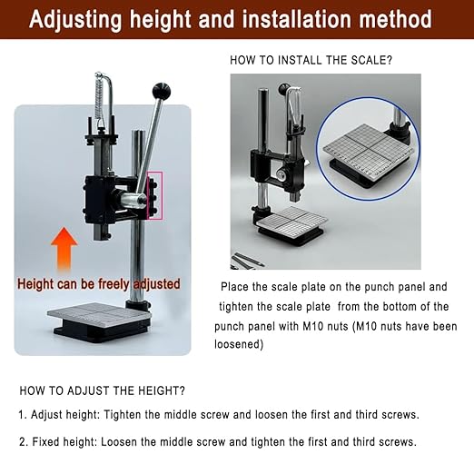 Leather Hole Puncher Hand Punching Machine Manual Press Puncher Punch Tools for DIY Craft (with Chuck, PP Plate and 20 pcs Tools and Aluminum Plate for Leather DIY Craft)