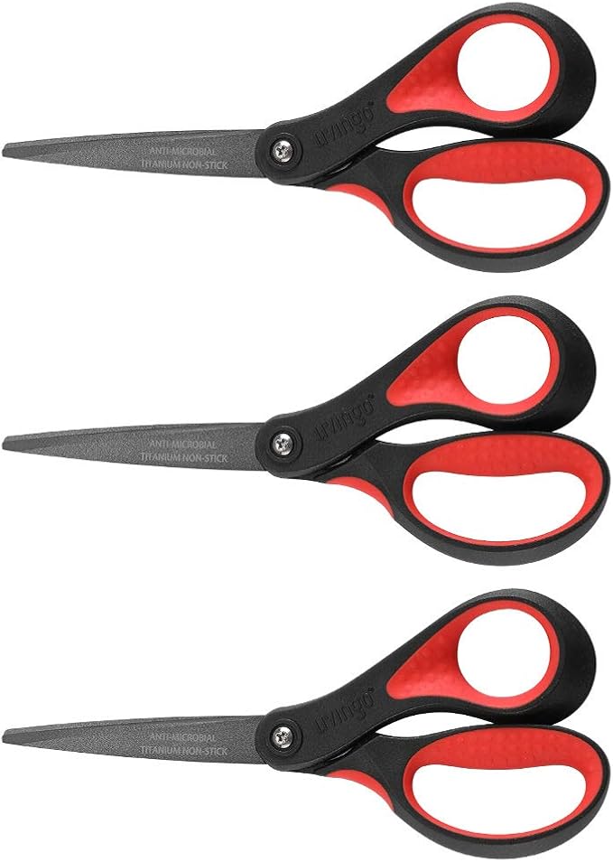 LIVINGO 8" Premium Scissors for Office, Multipurpose Titanium Non-Stick Craft Scissors for DIY, Sharp Stainless Steel Blades Comfort Grip, 3 Pack