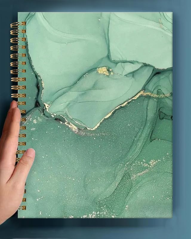 Spiral Journal Notebook,A5 Hardcover Lined Journals for Women Girl 6 x 8.3 in,120 Pages Thick Paper,Cute College Ruled Writing Notebook for Gifts Office Work School(Beautiful Green Marble)