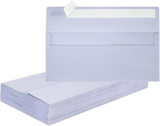 Mulbozy 50 Pcs Light Purple #10 Business Envelopes, Self Seal Standard Envelopes, Windowless Business Mailing Envelopes for Office Checks Letters Invoices Statements Wedding, Size 4-1/8 x 9-1/2 inch
