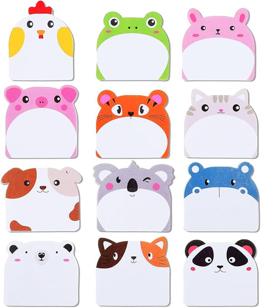 360Pcs Cartoon Animals Kawaii Sticky Notes Shimmeroo Cute Self-Adhesive Kawaii Sticky Notes Repositionable Colorful Note for Office School Students Journaling Writing Materials Key Marks Stationery