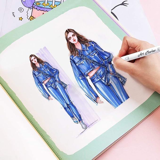 Dual Tip Alcohol Based Art Markers, Lineon 30 Colors Alcohol Marker Pens Perfect for Kids Adult Coloring Books Sketching and Card Making