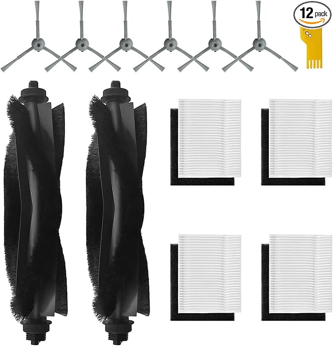 aoteng Replacement Accessories Kit for eufy L60 L50 L60 SES L50 SES Robot Vacuum Cleaner 12 Packs 2 Main Brush, 4 Filters, 6 Side Brushes