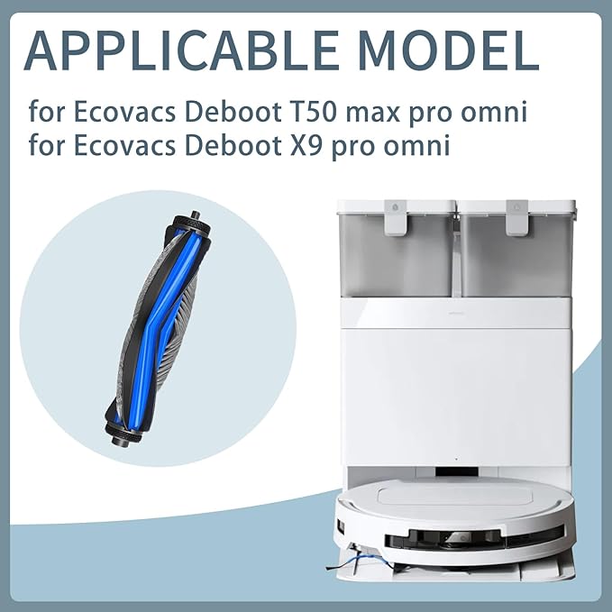 Homruich Main Brush Accessories for Ecovacs T50 Max Pro Omni and X9 Pro Omni Robot Vacuum Cleaner, T50 Max Pro Omni Replacement