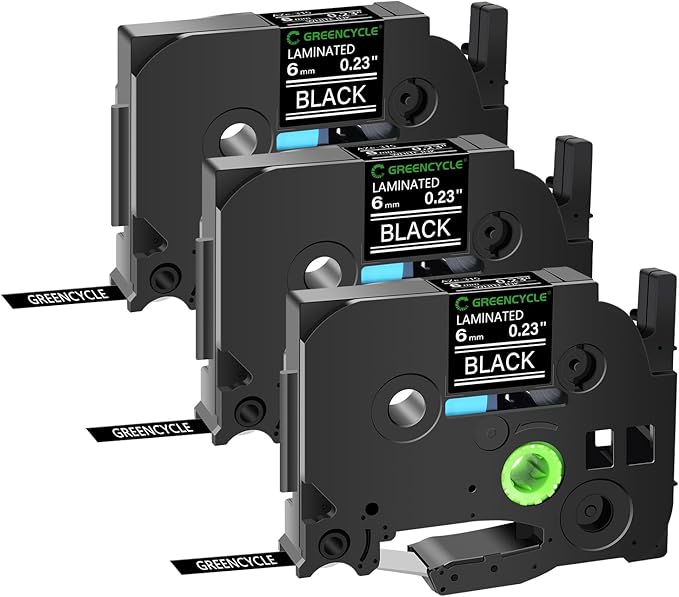 GREENCYCLE 3 Pack Compatible for Brother P-Touch Label Maker Tape TZe-315 TZ-315 6mm 0.23 Laminated Black TZe315 TZ315 1/4'' TZe TZ Tape for PT-D210 D220 D400 D600 300BT H100 D200
