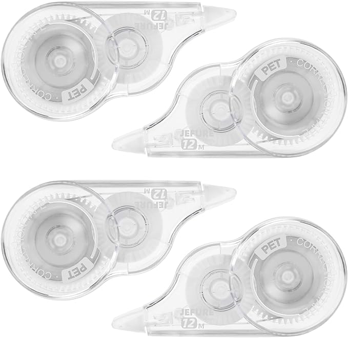 4 Pcs Correction Tape, 39.4 Ft White Wrong Out Tear-Resistant Bulk, Instant Corrections Easy To Use Applicator for School, Office, Note Taking, Journal (Tape Width 0.2 in, Clear)