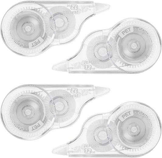 4 Pcs Correction Tape, 39.4 Ft White Wrong Out Tear-Resistant Bulk, Instant Corrections Easy To Use Applicator for School, Office, Note Taking, Journal (Tape Width 0.2 in, Clear)
