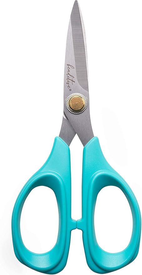 Beaditive Sewing Scissors - 6-Inch Stainless Steel Fabric Scissors - Professional Scissors with Serrated Blade for Easy Cloth Cutting & Quilting - Comfortable Craft Tailor & Dressmaker Shears – Teal