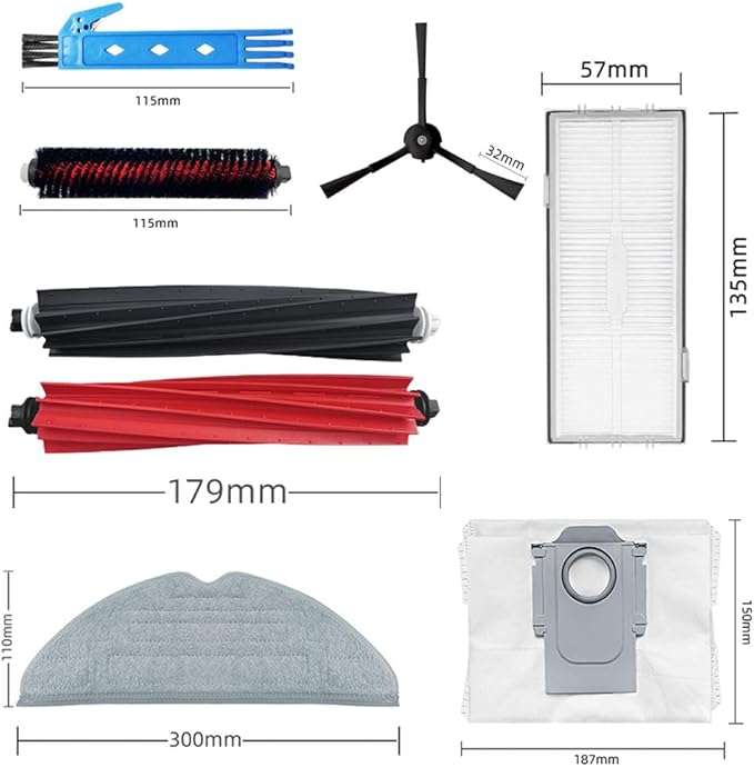 Theresa Hay Accessories for Roborock S8 Pro Ultra Robot Vacuum Cleaner Replacement Parts 22 Packs 2 Sets of Main Brushes & 4 Filters & 6 Side Brushes & 4 Mop Cloths & 4 Dust Bags