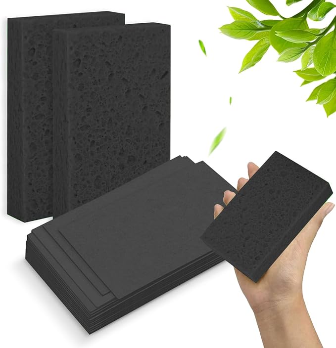 24 - Pack Non-Scratch Scrub Sponges - Sponges for Dishes and Washing Dishes, Cleaning Sponges for Kitchen Home and More（Black）