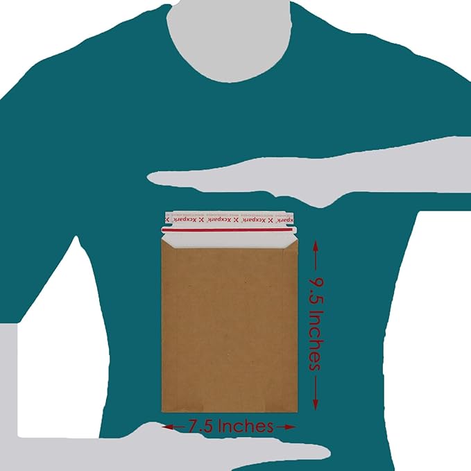 20 Pack brown Kraft Rigid Mailers, 7.5x9.5 inches Self Seal Photo Document Mailers Premium Cardboard Keep Flat Envelopes for Photos, Pictures, Papers CD