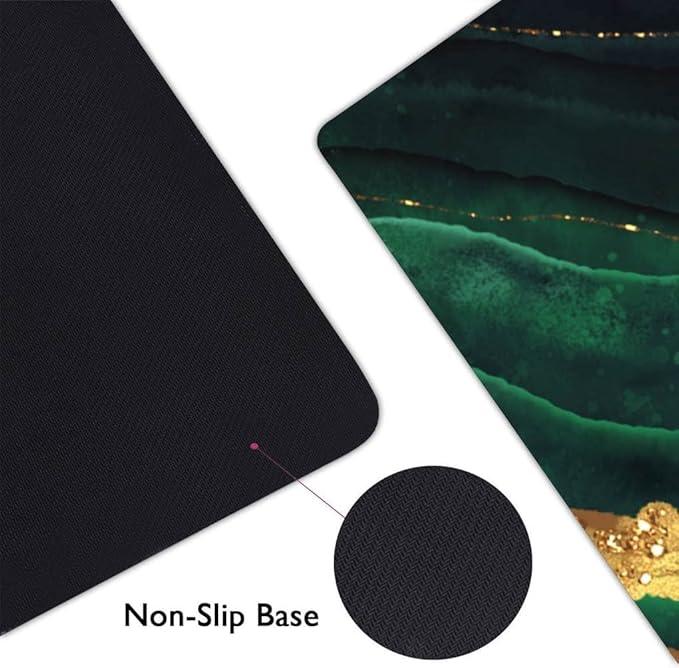 Extended Gaming Mouse Pad (31.5 X 11.8 in), Large Non-Slip Rubber Base Mousepad,Keyboard Mouse Mat Desk Pad for Work, Game, Office, Home - Black Green Gold Marble, MOU-06