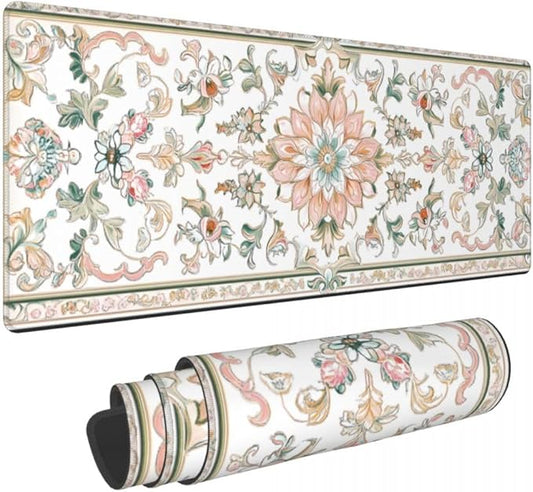 Desk Pad,Office Desk Mat 31.5"×11.8" Large Gaming Mouse Pad,Durable Extended Computer Mouse Pad,Waterproof Thick Big Mouse Pads with Non-Slip Rubber Base Office Home Romantic Floral Rug