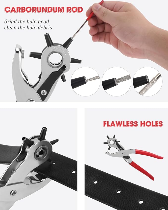 KingTool Professional Leather Hole Punch - Perfect for Belts, Watch Bands, Straps, Dog Collars, Saddles, Shoes, Fabric, DIY Home or Craft Projects