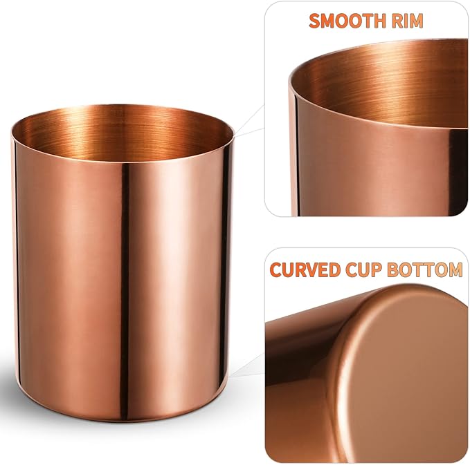 Rose Gold Pencil Holder for Desk, Stainless Steel Pencil Cup, Pen Holder Cup, Pen Pot, Vases Flower Pot, Makeup Brush Holder, Desktop Accessory Stationery Organizer