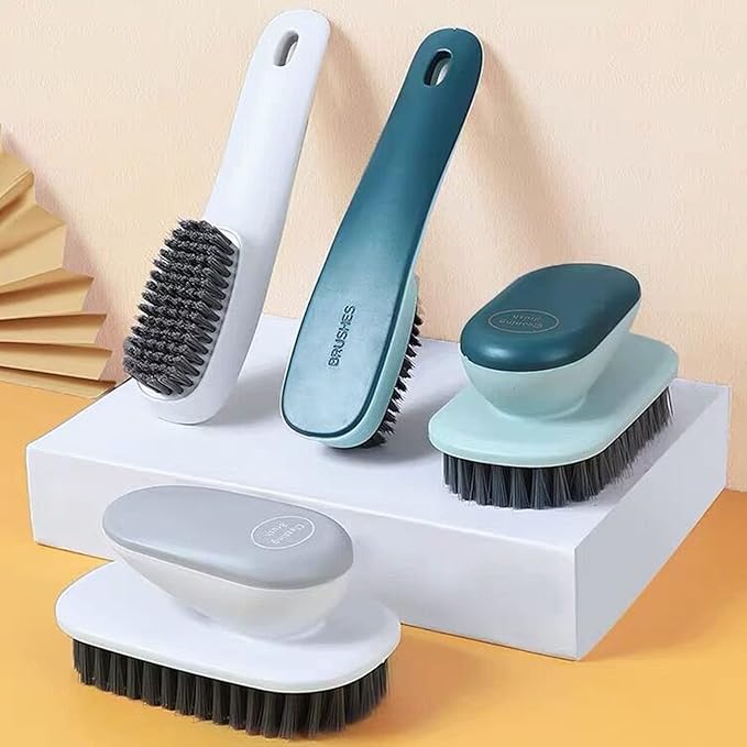 Laundry Scrub Brush 2 Pack Soft Bristle Brush for Stains & Clothes - Household Cleaning Tool for Bathroom Countertops & Bathtubs (Blue)