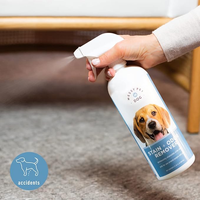 Messy Pet Dog Stain and Odor Remover – Carpet Stain Remover and Pet Odor Eliminator, Safe for Dogs & Puppies - 27.05 fl oz