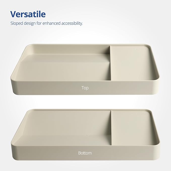 BLUE GINKGO Desk Tray – Korean-Made Organizer for Notes, Pens, Pencils, and Accessories (Double-sided, Beige)