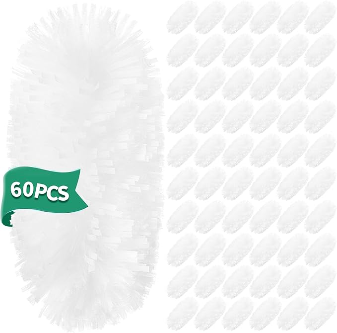 Senowi 60 Count Electrostatic Duster Refills Compatible with Swiffer Duster, Multi-Surface Dusting Refills, Microfibre Feather Dusters for Cleaning, White Unscented
