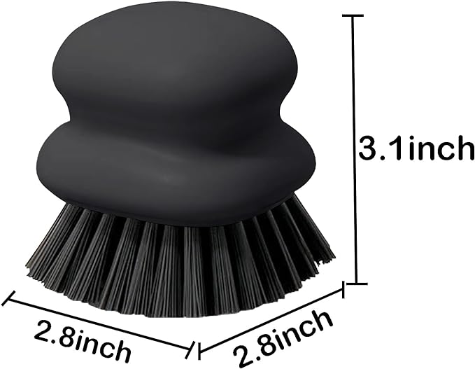 Dish Brush with Handle, Kitchen Scrub Brushes for Cleaning, Dish Scrubber with Nylon bristles for Sink, Pots, Pans(1Pack Black Nylon bristles)
