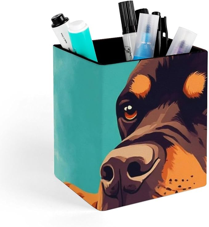 Men's Fashion Pencil Pen Holder Cup, Waterproof Office Supplies, Waterproof Multifunctional Office Supplies Cute Rottweiler Puppy Farm Dog Lazy Animal