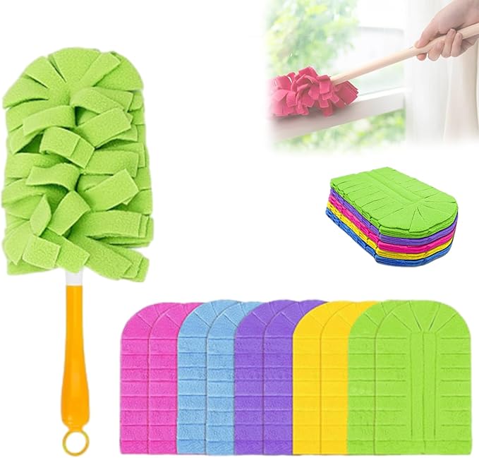 360° Electrostatic Duster Refills — The Sustainable Choice for a Dust-Free Home, Washable & Reusable, High-Density Microfiber (1 Handle + 10 Refills)