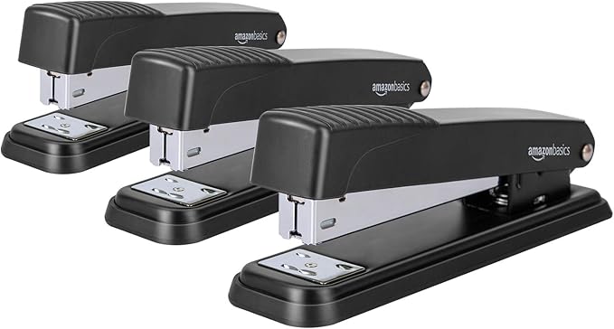 Amazon Basics Desktop Stapler, Full-Strip, 20 Sheet Capacity, Black, Pack of 12