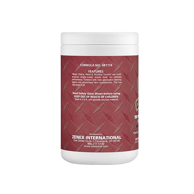 Magic Cherry Scented Heavy Duty Cleaning Wipes - Single Sided Hand & Surface Shop Towels | Professional-grade Cleaning | Waterless | Cleans Grease, Oil, Dirt, & more (6 Pack | 540 Sheets Total)