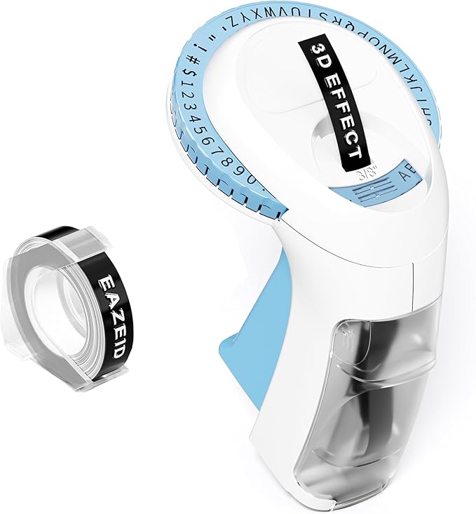 Embossing Label Maker Machine, Retro Embossed Label Maker Manual, Vintage Omega Home Labeler Embosser with Embossing Labeler Refill 3/8"(9mm) for Kids and Elderly