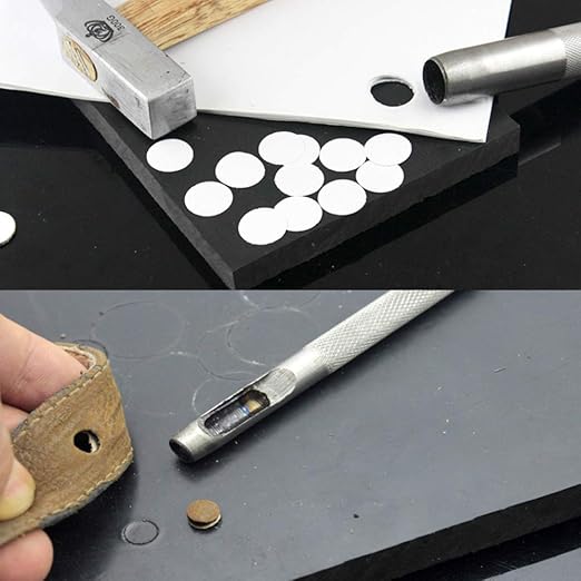 Leathe Punch Set Heavy Duty Round Hole Punch Set Leather Hole Tool,for Leather, Canvas (Silver, 12-pcs)