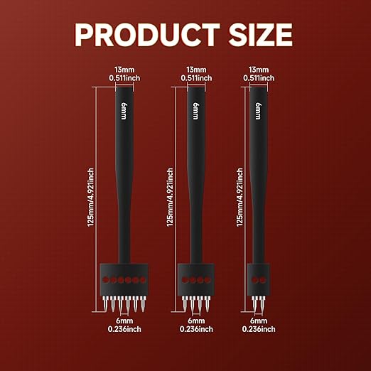 Leather Hole Punch Tool Set, 2/4/6 Prongs, Round Hole Chisel Kit, Professional Leathercraft Tools (6mm)