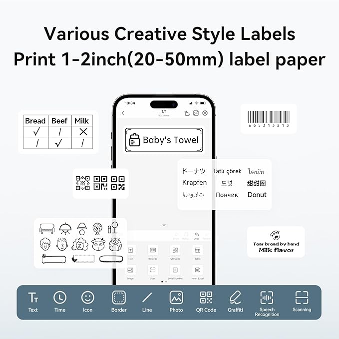 NIIMBOT B1 Label Maker Machine with Tape, 2 Inch Portable Sticker Printer for Home School & Small Business, Compatible with Phones & PC, Blue