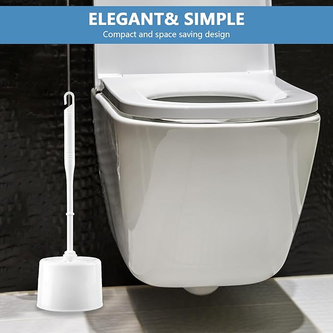 6 Sets Toilet Brush and Holder Toilet Cleaner Brush Set for Bathroom Toilet Bowl Brush with Caddy Toilet Scrubber for Cleaning, 14 Height(White)