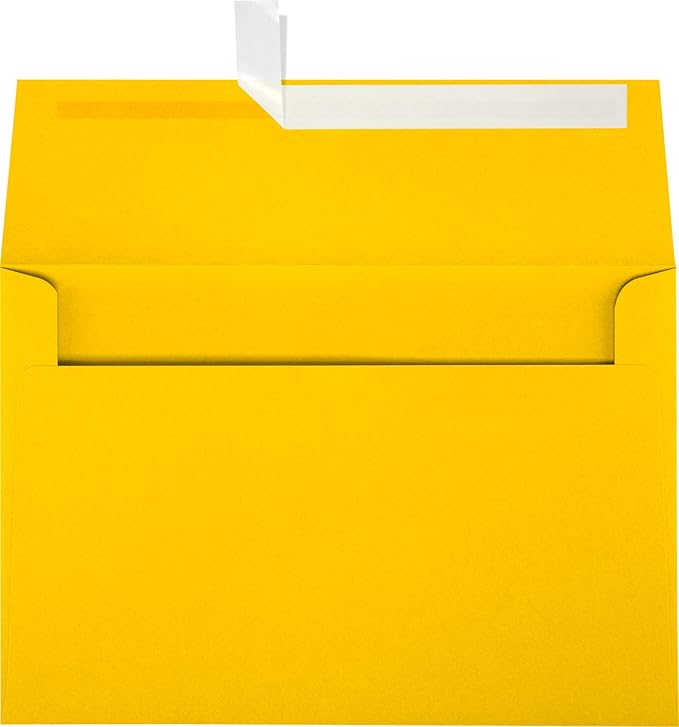 LUXPaper A8 Invitation Envelopes | Peel & Press | 5 1/2" x 8 1/8" | Sunflower Yellow | 80lb. Text | 50 Qty