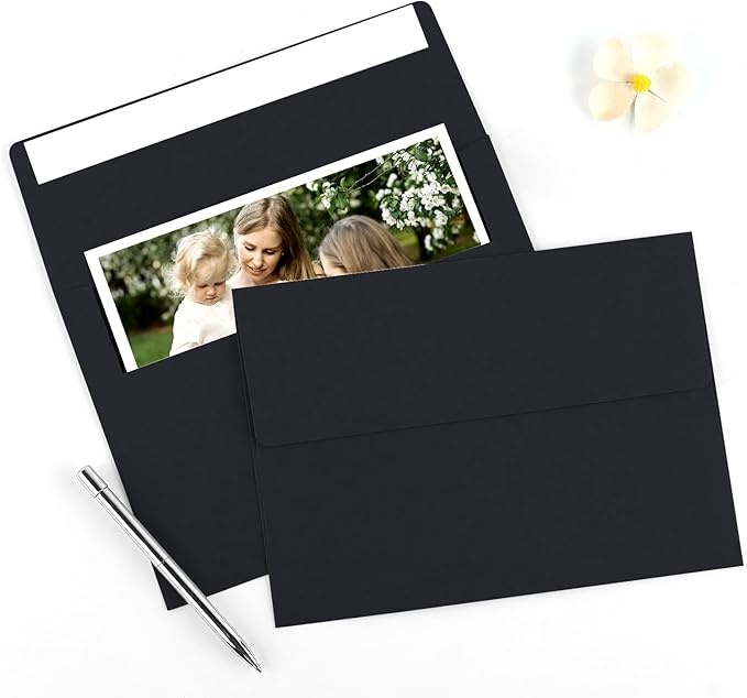 50 Pack 5x7 Envelopes - Navy Blue Self Seal Printable Envelopes for Invitations, Baby Showers, Birthdays, Weddings, Postcards, Mailing, Greeting Cards