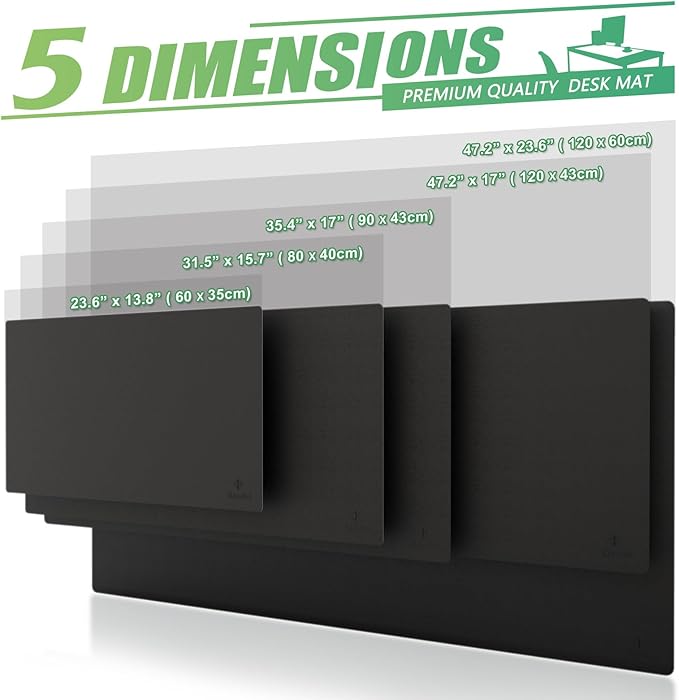 K KNODEL Large Office Leather Desk Mat, Mouse and Keyboard Pad, Computer and Laptop Mat, Desktop Protector and Cover, Writing Pad and Blotter (35.4"x17", Black)