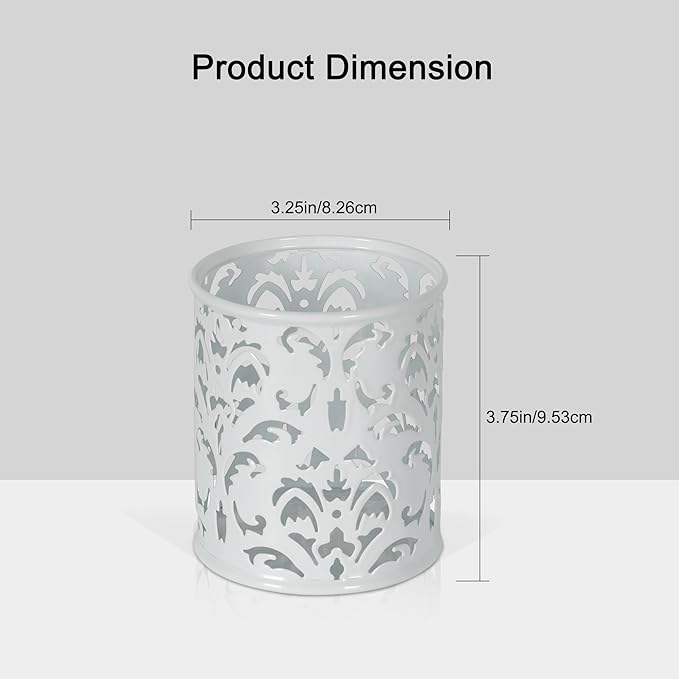 EasyPAG White Pen Holder for Desk 2 Pack Metal Pen Holder Organizer Pencil Cup Holder for Home, Office, Classroom, School