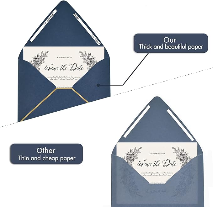 50 Pack, Size A7, Thick Luxury Invitation 5 x 7 Envelopes - For 5x7 Cards| Self Seal| Perfect for Weddings, Invitations, Photos, Graduation, Baby Shower| 5.25 x 7.25 Inches (Noble blue)