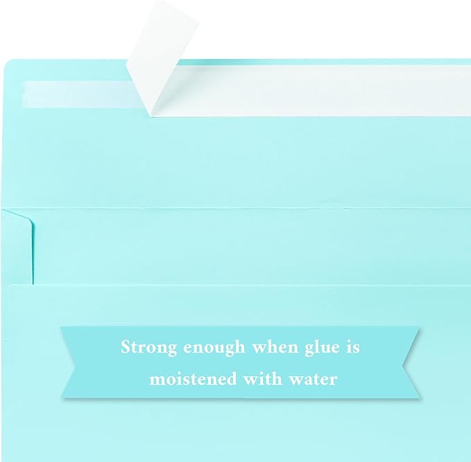 50 Pack #10 Business Envelopes, Light Blue Standard Envelopes Self Seal, Letter Size Business Mailing Envelopes for Checks Letters Invoices Statements Birthday Graduation Wedding, 4 1/8 x 9 1/2 Inch