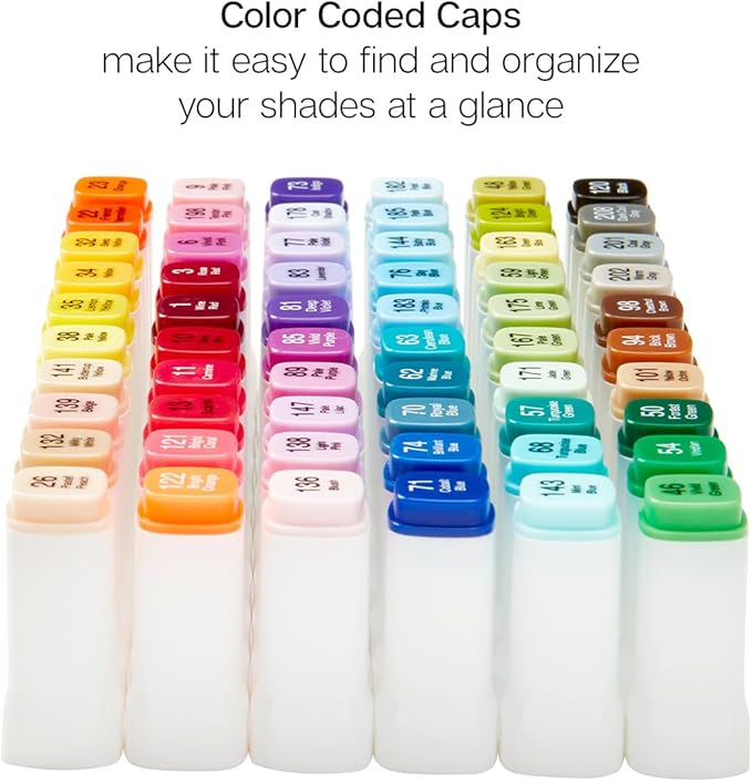 KINGART 424-60 PRO Double-Ended Alcohol Ink Art Markers, 60 COLORS, Fine Point & Chisel Tips, Permanent with Superior Blendability, Includes Plastic Case, 60 Pc.
