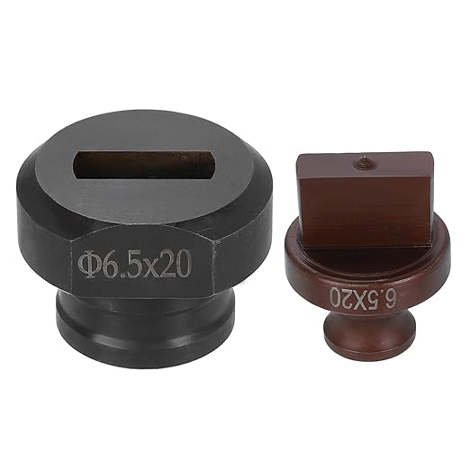 HARFINGTON Hydraulic Hole Punch Die 6.5x20mm Slotted Hole 40Cr Steel Electric Punching Kit for MHP-20 JP-20 Electric Punching Machine, Burgundy & Black