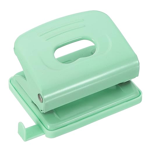 PATIKIL 1/4" 2 Hole Paper Punch, Metal Hole Puncher 8 Sheet Punch Capacity Adjustable Hole Punch for Office and Home Supplies, Green