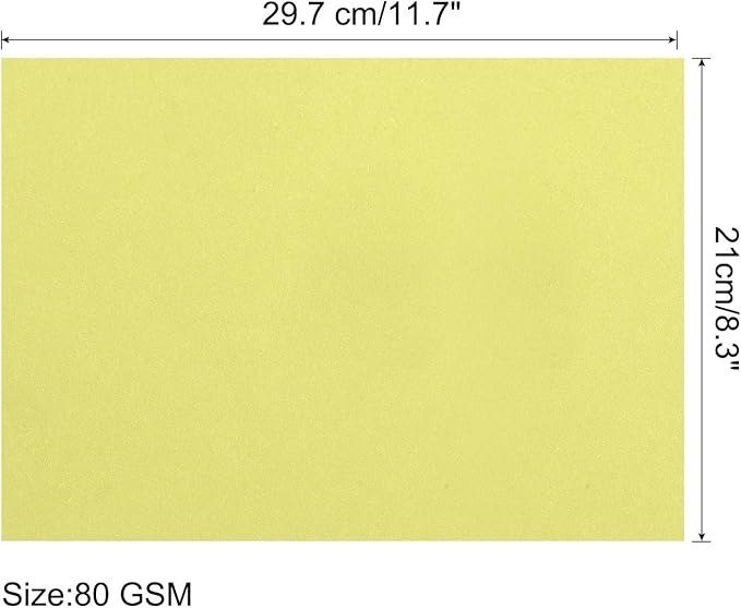 MECCANIXITY 25 Sheets Colored Copy Paper 8.5 x 11 Inch Printer Paper 80gsm Light Yellow for Office Printing, Document Copying, Invitations, Forms, Art Projects