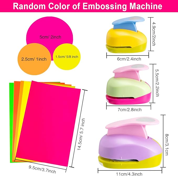 Chengu 3 Pack Craft Hole Punch 2,1 and 5/8 Inch Punch Paper Punchers with 10 Pcs Sticker, Cutter for Card Making Scrapbook DIY Albums Photos Office Supplies(Circle)