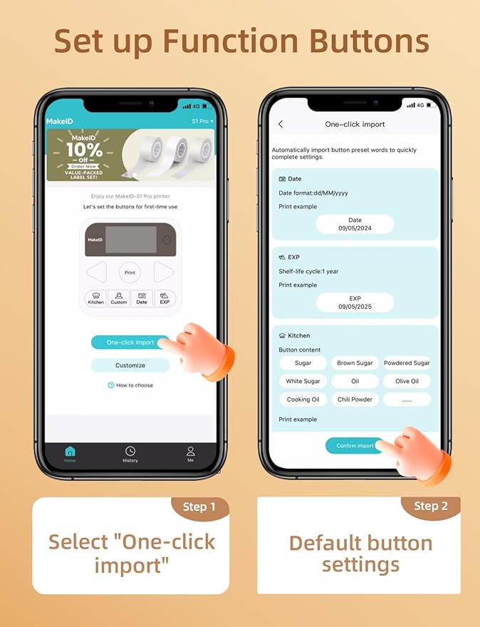 Makeid Label Maker Machine with Tape, S1 Pro Bluetooth LCD Display Labeler, One-Click Quick Print Inkless Magnetic Label Printer for Kitchen Home School Office Organization