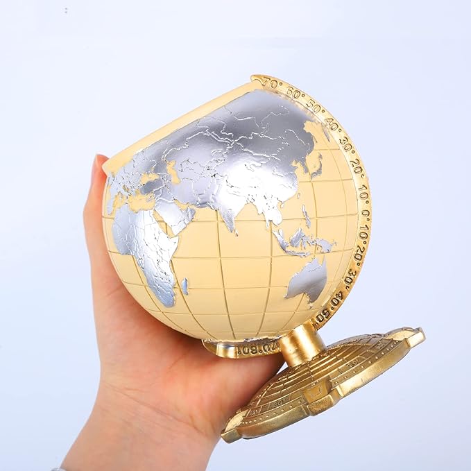 Globe Pen Holder Desk Decor Organizer Cute Cool Fun Vintage Pencil Cups Gifts for Teacher Kids Men Desk Accessories for Office Home School (Light Yellow)