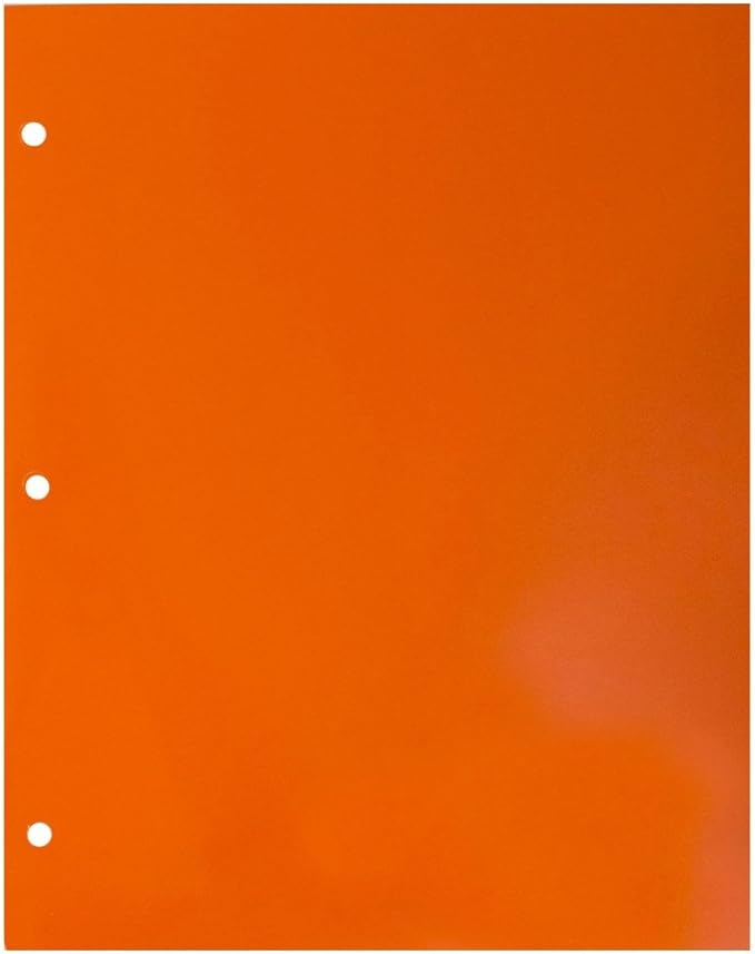 JAM PAPER Laminated Two Pocket Glossy 3 Hole Punch School Folders - Letter Size - High Gloss Orange - Bulk 25/Pack